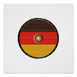 Round Viking Shield met Duitse vlag Perfect Poster