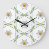 Round Wall Clock - Geometric Daisy Design Grote Klok (Voorkant)