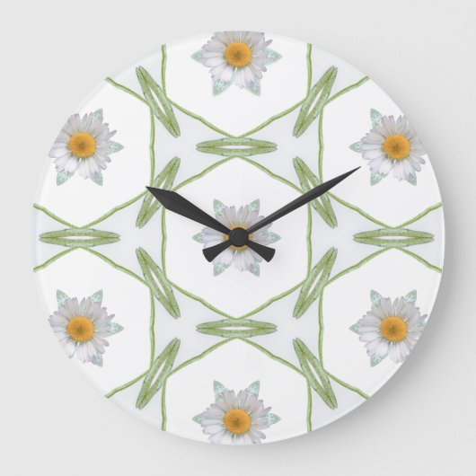 Round Wall Clock - Geometric Daisy Design Grote Klok (Voorkant)