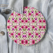 Round wall clock with a vibrant floral design ronde button 6,0 cm (In situ)