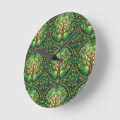 Round wall clock with a vibrant tree pattern ronde klok (Hoek)