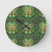 Round wall clock with a vibrant tree pattern ronde klok (Voorkant)
