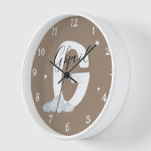 Round White Wood Frame Boho Nursery Wall Clock (Hoek)