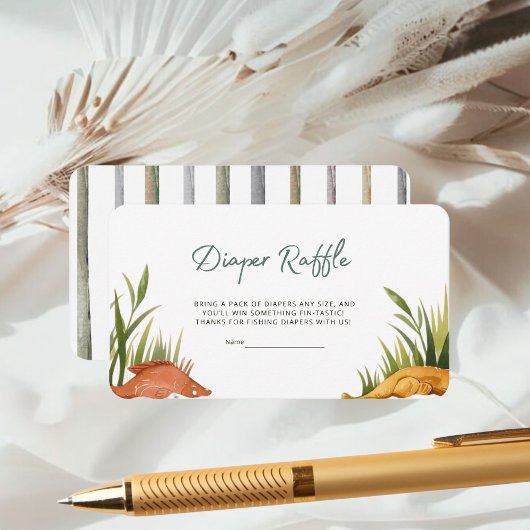 Rounded Reel Excited Fishing Diaper Raffle Informatiekaartje