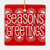 Rounded Square Red Seasons Greetings Ornament (Achterkant)