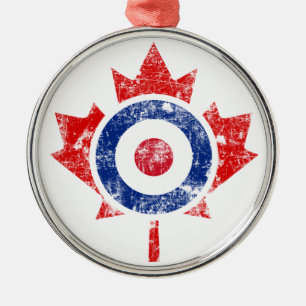 Roundel Canada Curling Hockey Target Grunge Ice Metalen Ornament