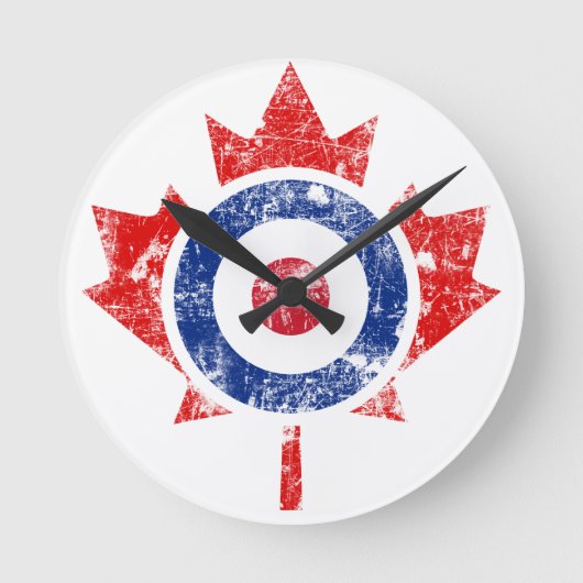 Roundel Canada Curling Hockey Target Grunge Ice Ronde Klok (Voorkant)