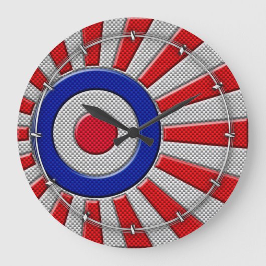 Roundel Sunburst Design Carbon Style Decor Grote Klok (Voorkant)