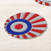 Roundel Sunburst Design Carbon Style Decor Ronde Kartonnen Onderzetter (Gebogen)