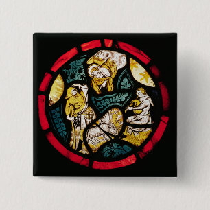 Roundel waarin de aankondiging aan de herders word vierkante button 5,1 cm