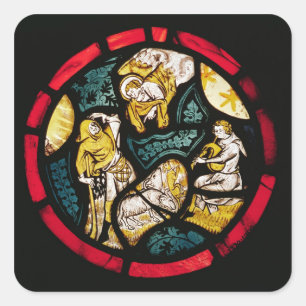 Roundel waarin de aankondiging aan de herders word vierkante sticker