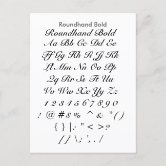 Roundhand Bold - voorbeeldvel Zazzle Font Briefkaart