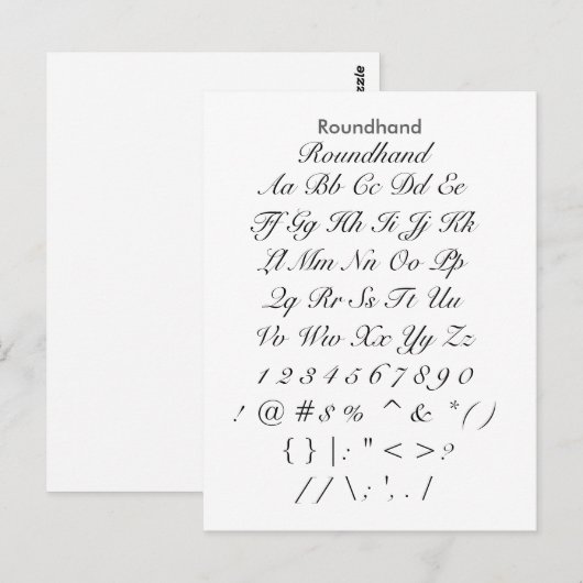 Roundhand - voorbeeldvel Zazzle Font Briefkaart (Voorkant / Achterkant)