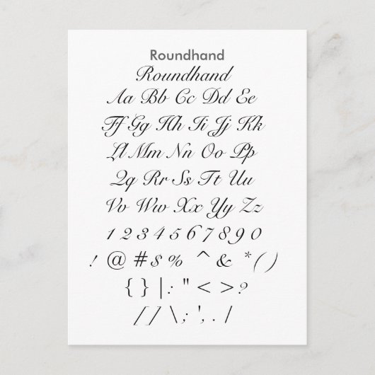 Roundhand - voorbeeldvel Zazzle Font Briefkaart (Voorkant)