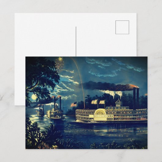 "Rounding a Bend" op de Mississippi: Briefkaart (Voorkant / Achterkant)