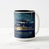 "Rounding a Bend" op de Mississippi: Tweekleurige Koffiemok (Voorkant rechts)