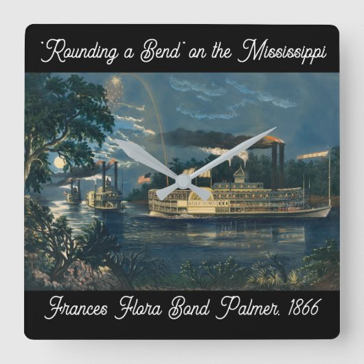 "Rounding a Bend" op de Mississippi: Vierkante Klok (Voorkant)