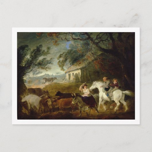 Rounding voor het Storm, 1805 (olie op het paneel) Briefkaart (Voorkant)