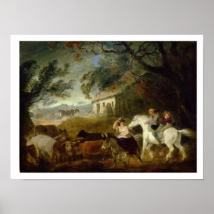 Rounding voor het Storm, 1805 (olie op het paneel) Poster