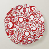 Rounds-Rood en wit rond Sierkussen Kussen (Achterkant)