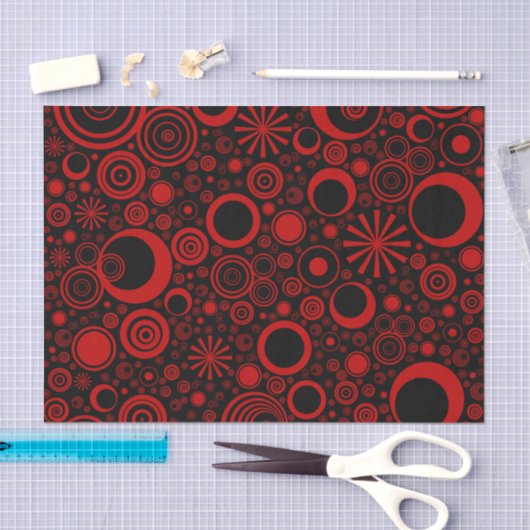 Rounds-Rood-zwart-WEEFSUE WRAPPINGPAPIER Tissuepapier (Craft)