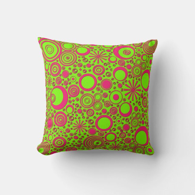 Rounds roze-groen Sierkussen (Voorkant)