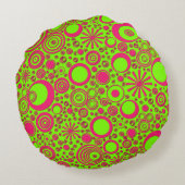 Rounds-roze-groene ronde Sierkussen Rond Kussen (Achterkant)