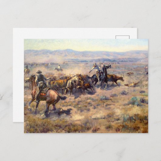 Roundup 1913 - Charles Marion Russell Briefkaart (Voorkant / Achterkant)