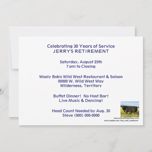 Roundup Time. Heilige Koe - Westerne Partij Kaart (Achterkant)