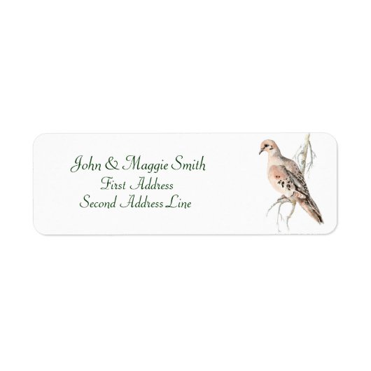 Rourning Dove/Turtle dove, Bird, Address Label (Voorkant)