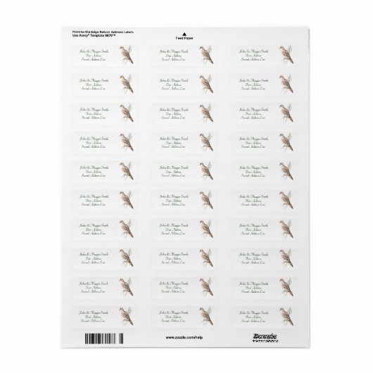 Rourning Dove/Turtle dove, Bird, Address Label (Full Sheet)