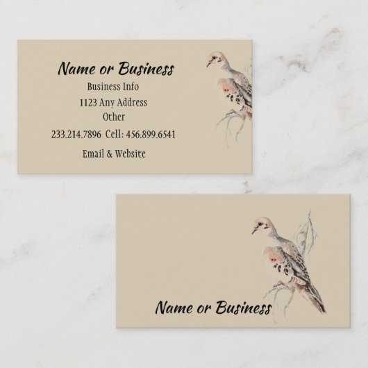 Rourning Dove/Turtle Dove Kaart voor aanpassing Visitekaartje (Voorkant / Achterkant)