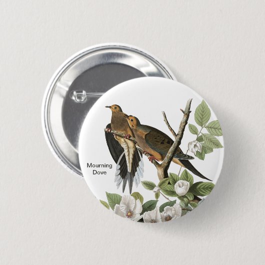Rourning Dove van John James Audubon, Birdwatcher Ronde Button 5,7 Cm (Voorkant /achterkant)