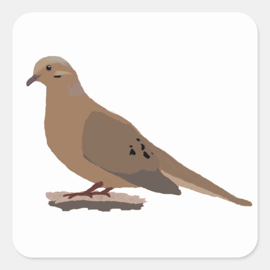 Rourning, Love of Turtle Dove Digitally Drage Bird Vierkante Sticker (Voorkant)