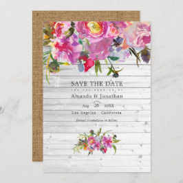 Rousse Vintage Roze Pioenrozen Watercolor Trouwfee Save The Date