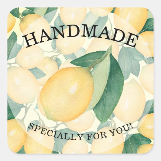 Rousse waterverf citroenen HANDMAKT Vierkante Sticker (Voorkant)