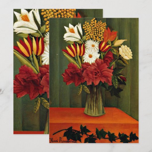 Rousseau - Boeket Bloemen met een Klimop Tak Feestdagenkaart (Voorkant / Achterkant)