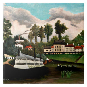 Rousseau - De Wasmachineboot, bekende schilderij Tegeltje