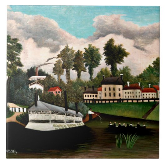 Rousseau - De Wasmachineboot, bekende schilderij Tegeltje (Voorkant)