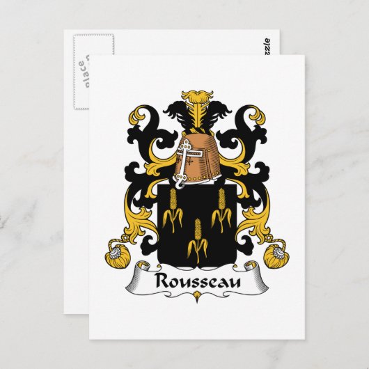 Rousseau Family Crest Briefkaart (Voorkant / Achterkant)