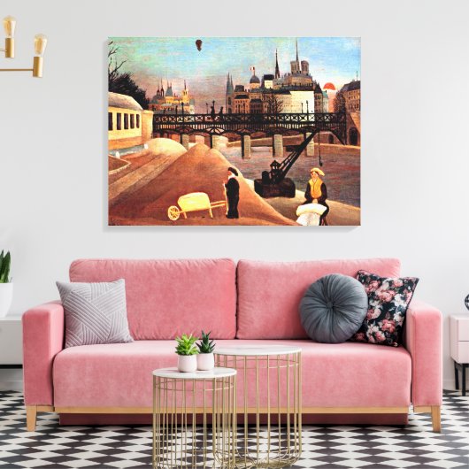 Rousseau - Ile Saint Louis en Notre Dame Canvas Afdruk (Insitu (Woonkamer))