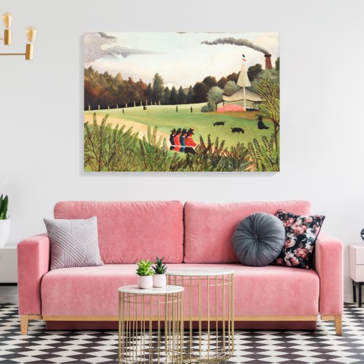 Rousseau - Landschap en vier jonge meisjes Canvas Afdruk (Insitu (Woonkamer))