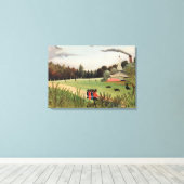 Rousseau - Landschap en vier jonge meisjes Canvas Afdruk (Insitu (Houten vloer))