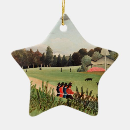 Rousseau - Landschap en vier jonge meisjes Keramisch Ornament (Voorkant)