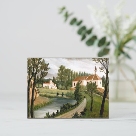 Rousseau - Landschap met Chapel, mooie kunst Briefkaart (Staand voorkant)