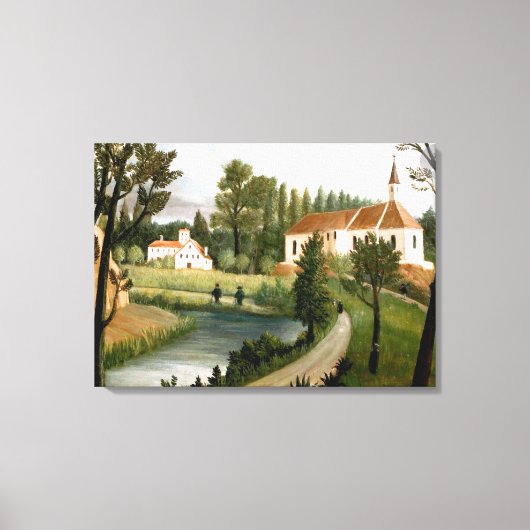 Rousseau - Landschap met Chapel, mooie kunst Canvas Afdruk (Voorkant)
