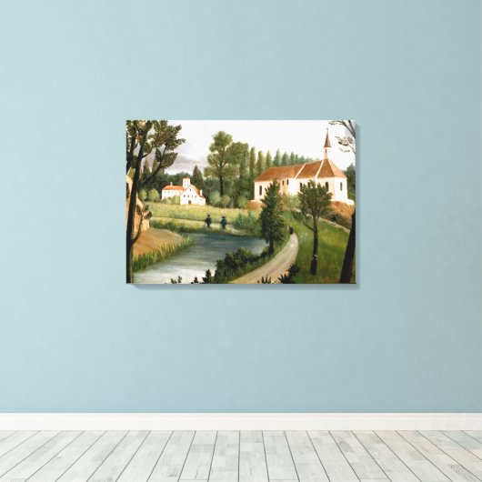 Rousseau - Landschap met Chapel, mooie kunst Canvas Afdruk (Insitu (Houten vloer))