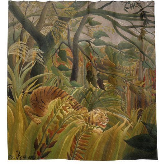 Rousseau Oerwoud Tropische Tijger Kunst Douchegordijn (Voorkant)