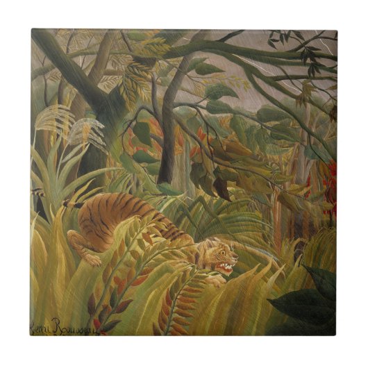 Rousseau Oerwoud Tropische Tijger Kunst Tegeltje (Voorkant)