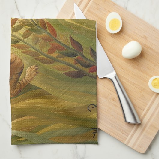 Rousseau Oerwoud Tropische Tijger Kunst Theedoek (Quarter Fold)